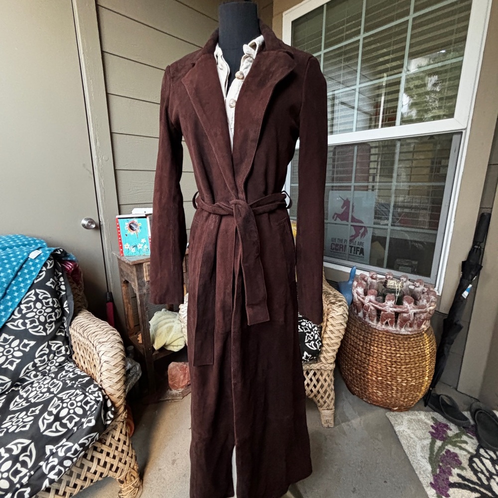 Leather Gates suede trenchcoat